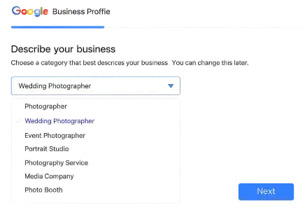 Choose Your Business Category