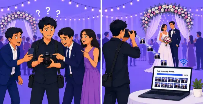 Photographer using Event Manager to automatically transfer event photos