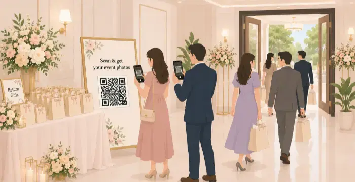 Exit area QR code placement at wedding events