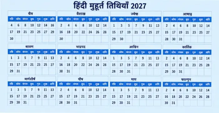 Hindi Muhurat Dates 2027
