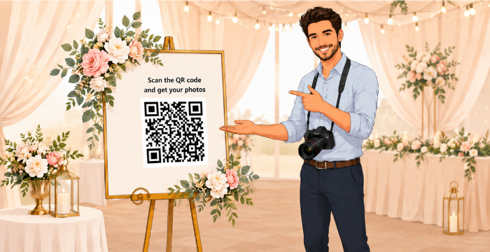 How to place QR code at wedding for guest photo sharing - instant photo access and delivery